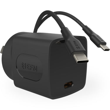 EFM 35W Wall Charger with 1.2M Type-C Braided Type-C Cable - Black